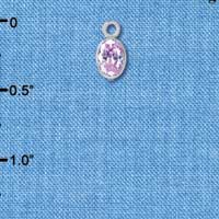 C2634 - CZ Oval Pendant - Amethyst - 4x6mm - Silver Charm